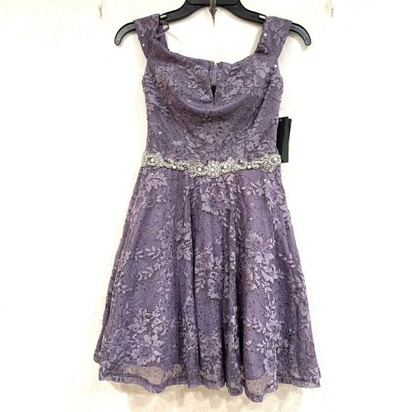 City Studio Dresses & Skirts - City Studio Juniors Purple Off the Shoulder Dress